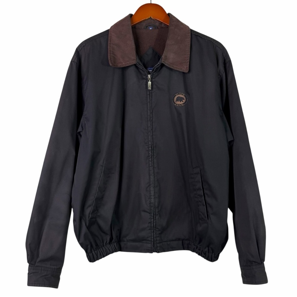 Vintage Winner Mate Black Bear Microfiber Golf Jacket | Contrast Collar Medium